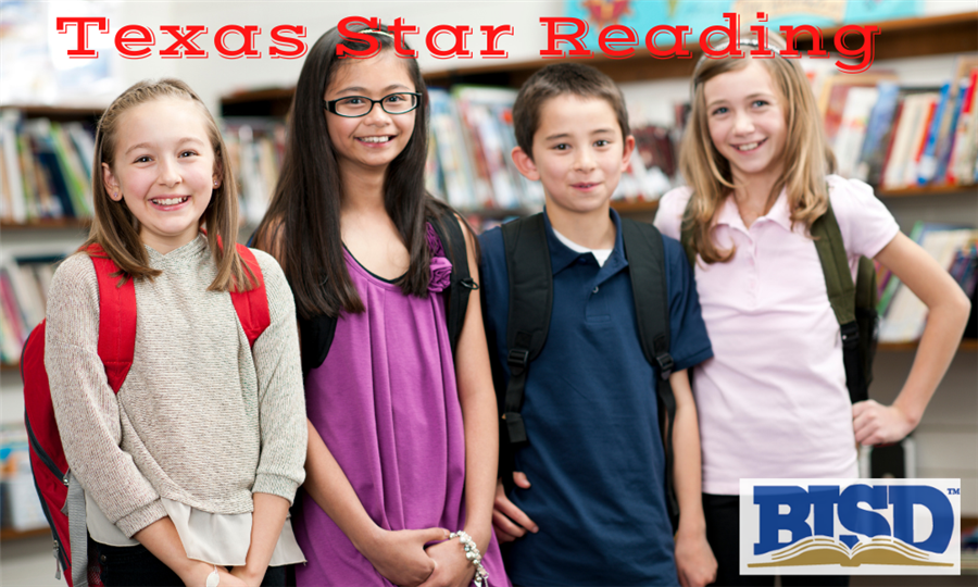 four middle school students in the library